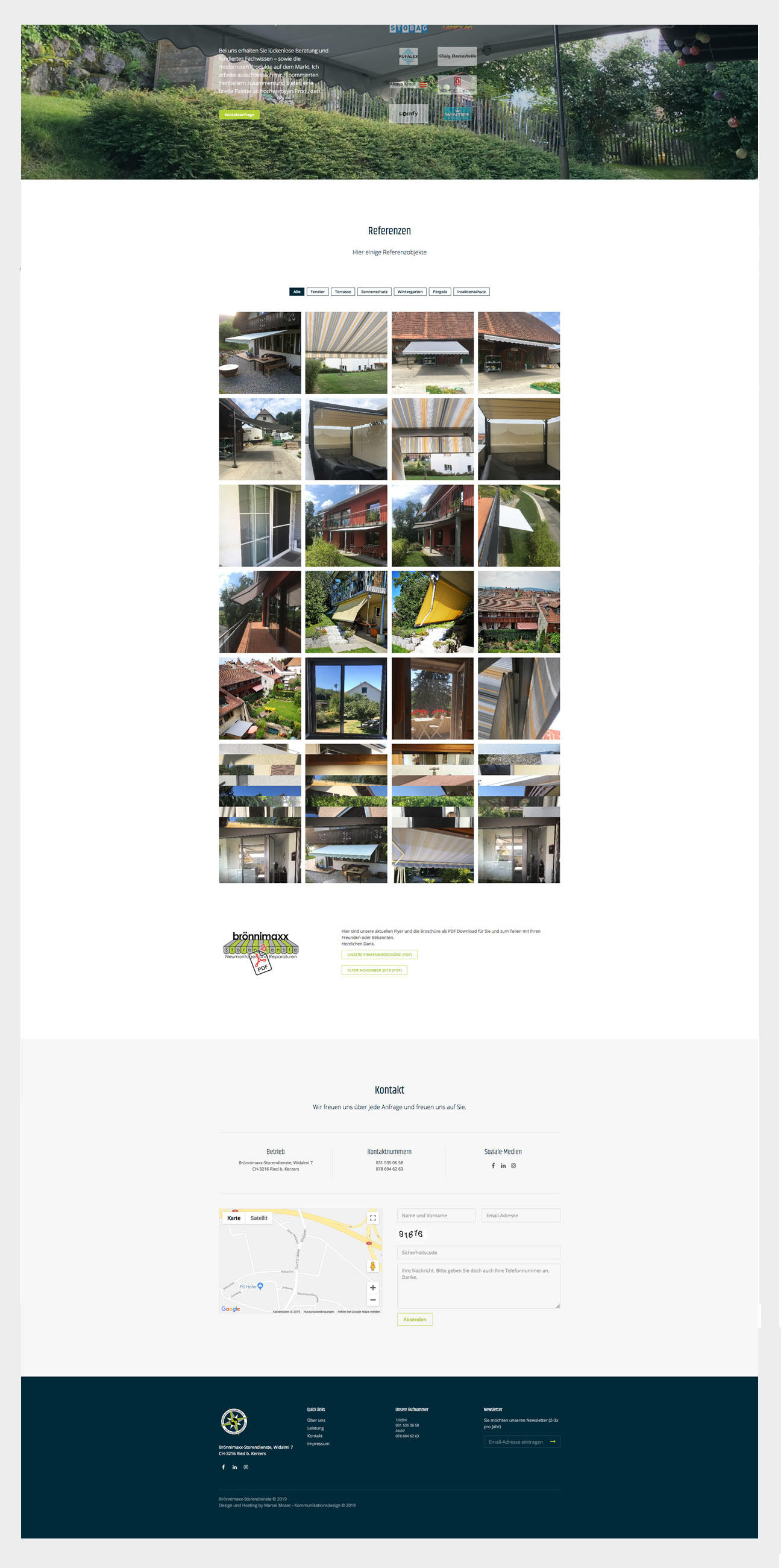 Auszug bzw. Printscreen von der Website Broennimaxx-Storendienste in Kerzers