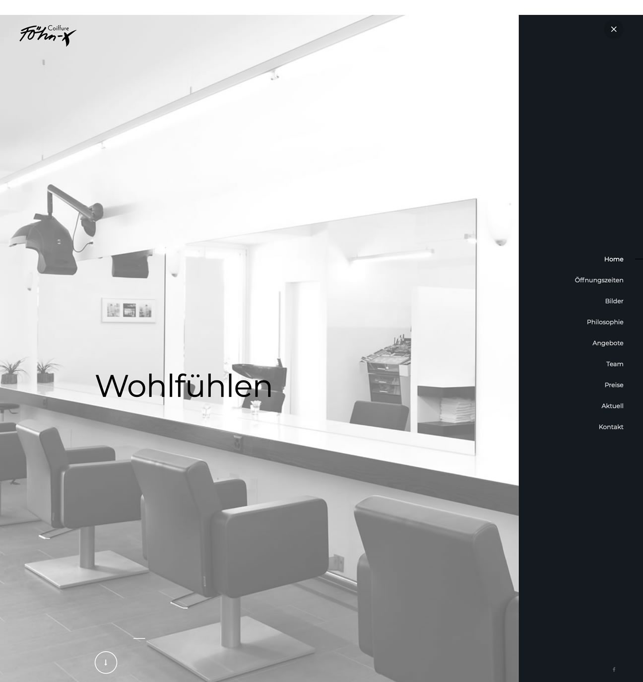 Auszug bzw. Printscreen von der Website vom Coiffure Föhn-X im Liebefeld