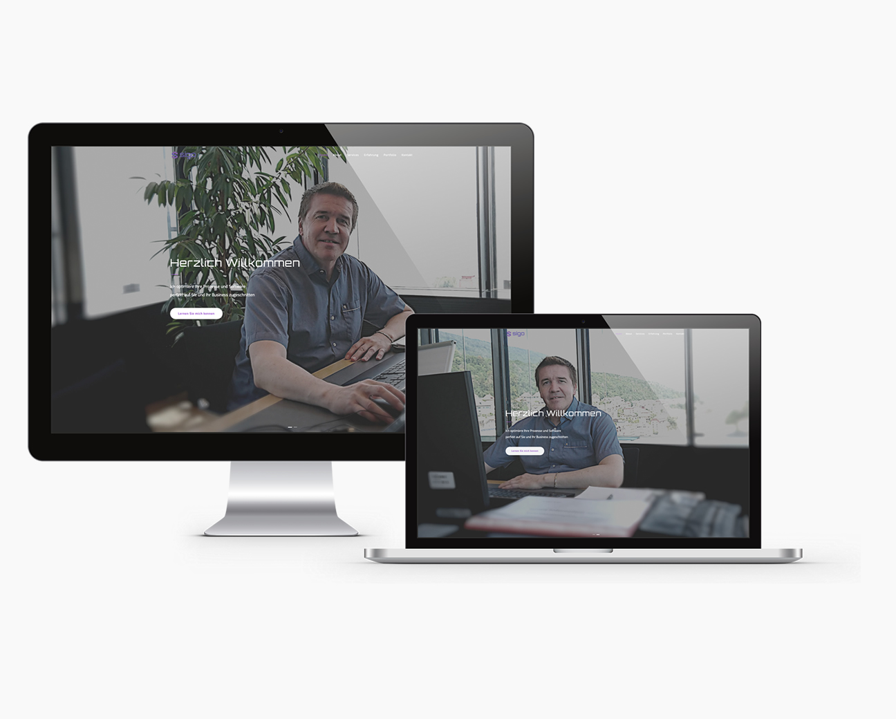 Apple Macbook Pro mit dem Screen der Website von sigo Stephan Siegenthaler sigo netprofessionals